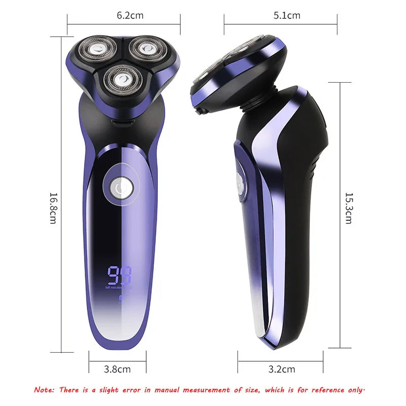 Electric Shaver Wet-Dry Dual Use Water Proof Electric Razor Nose Ear Hair Trimmer Rechargeable Shaving Machine for Men