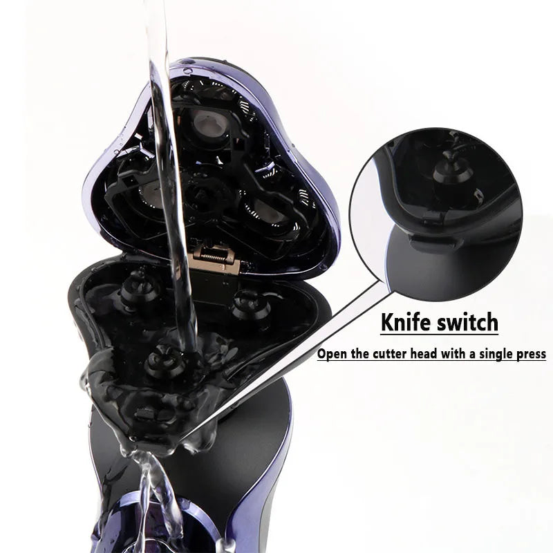 Electric Shaver Wet-Dry Dual Use Water Proof Electric Razor Nose Ear Hair Trimmer Rechargeable Shaving Machine for Men