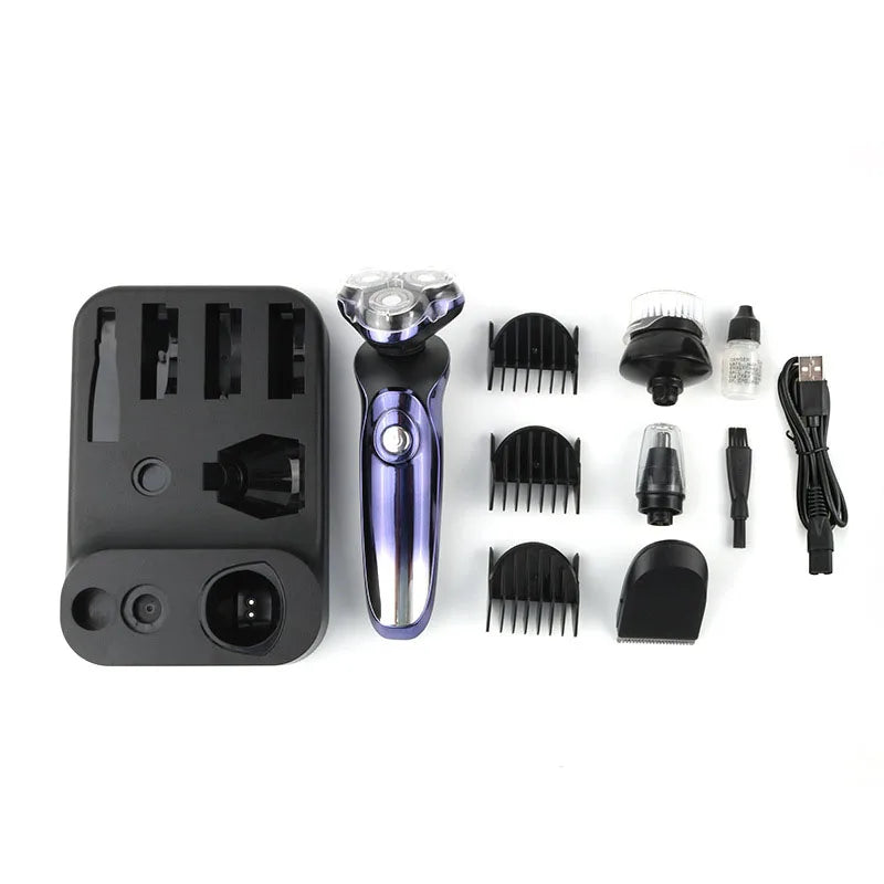 Electric Shaver Wet-Dry Dual Use Water Proof Electric Razor Nose Ear Hair Trimmer Rechargeable Shaving Machine for Men